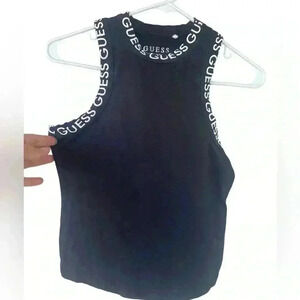 Guess women’s black logo Tank top size small in great used condition.